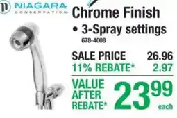 Menards Niagara Conservation chrome finish showerhead offer