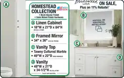 Menards Briarwood homestead collection linen cabinet framed mirror vanity top vanity offer