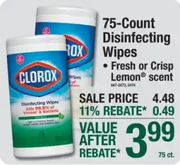 Menards Clorox disinfecting wipes offer