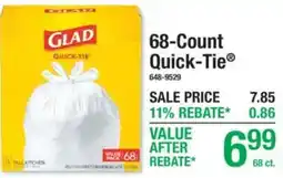 Menards Glad quick-tie offer