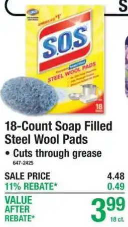 Menards S.O.S. soap filled steel wool pads offer
