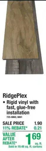 Menards RidgePlex rigid vinyl offer