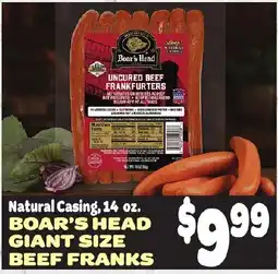 Gristedes Boar's Head giant size beef franks offer