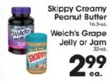 Price Rite Skippy Creamy Peanut Butter, Welch's Grape Jelly or Jam offer