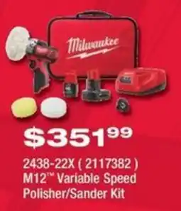 Fastenal Milwaukee M12 Variable Speed Polisher/Sander Kit offer