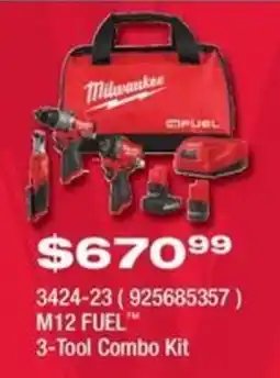 Fastenal Milwaukee M12 FUEL 3-Tool Combo Kit offer