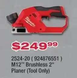 Fastenal Milwaukee M12 Brushless 2" Planer offer