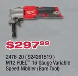 Fastenal Milwaukee M12 FUEL 16 Gauge Variable Speed Nibbler offer