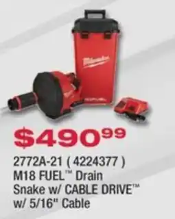 Fastenal Milwaukee M18 FUEL™ Drain Snake offer