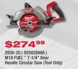 Fastenal Milwaukee M18 FUEL 7-1/4" Rear Handle Circular Saw offer