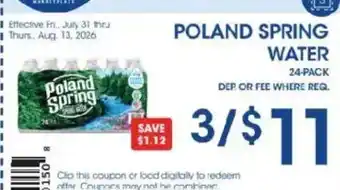 Price Rite Poland spring water offer