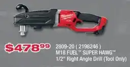 Fastenal Milwaukee M18 FUEL™ Super Hawg™ 1/2" Right Angle Drill offer