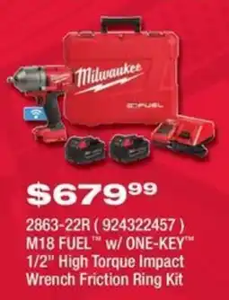 Fastenal Milwaukee M18 FUEL w/ ONE-KEY 1/2" High Torque Impact Wrench Friction Ring Kit offer