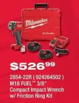 Fastenal Milwaukee M18 FUEL 3/8" Compact Impact Wrench w/ Friction Ring Kit offer