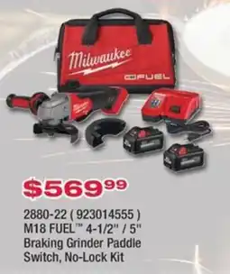 Fastenal Milwaukee M18 FUEL 4-1/2" / 5" Braking Grinder Paddle Switch, No-Lock Kit offer