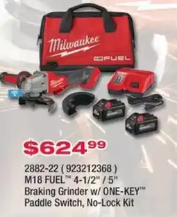 Fastenal Milwaukee M18 FUEL 4-1/2" / 5" Braking Grinder w/ ONE-KEY™ Paddle Switch, No-Lock Kit offer