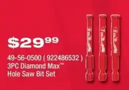 Fastenal 3pc diamond max hole saw bit set offer