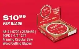 Fastenal Milwaukee Framing Circular Saw Wood Cutting Blades offer