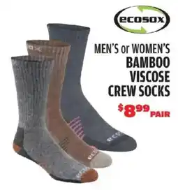 Big 5 Ecosox men's or women's bamboo viscose crew socks offer