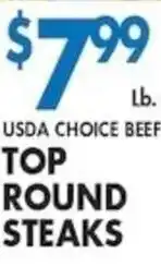 Met Foodmarkets Usda choice beef top round steaks offer