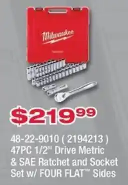 Fastenal Milwaukee 47pc 1/2" Drive Metric & Sae Ratchet and Socket Set offer