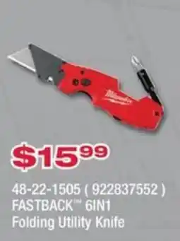 Fastenal Milwaukee Fastback 6in1 Folding Utility Knife offer