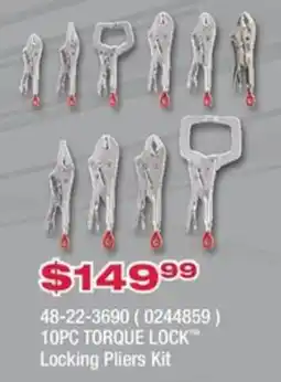 Fastenal 10pc torque lock locking pliers kit offer