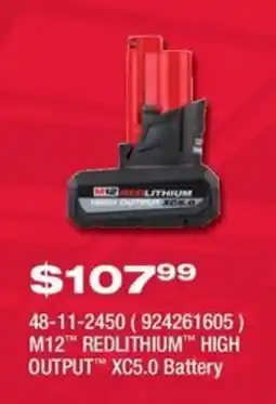 Fastenal M12 Redlithium High Output Xc5.0 Battery offer