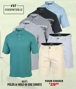 Big 5 Fit Essentials Men's Polos or Hole-In-One Shorts offer