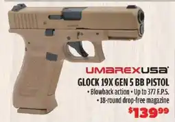 Big 5 Umarex Usa Glock 19x Gen 5 Bb Pistol offer