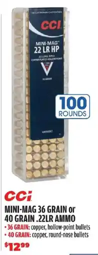 Big 5 Cci mini-mag 36 grain or 40 grain .22lr ammo offer