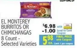 Ingles Markets El Monterey burritos or chimichangas offer