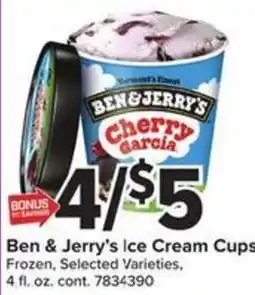 Giant Food Ben & Jerry's ice cream cups offer