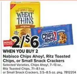 Giant Food Nabisco Chips Ahoy! or Ritz Toasted Chips or Small Snack Crackers offer