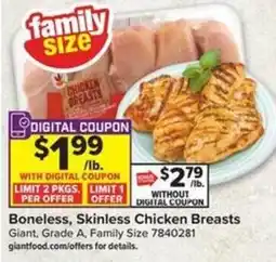 Giant Food Giant boneless skinless chicken breasts offer