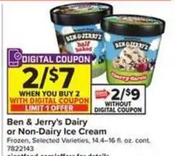 Giant Food Ben & Jerry's Dairy or Non-Dairy Ice Cream offer