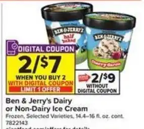 Giant Food Ben & Jerry's Dairy or Non-Dairy Ice Cream offer