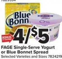 Giant Food Fage Single-Serve Yogurt or Blue Bonnet Spread offer