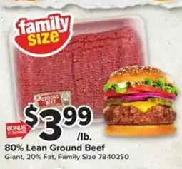 Giant Food Family Size 80% Lean Ground Beef offer