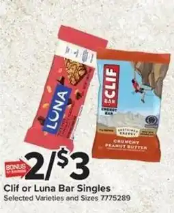 Giant Food Clif or Luna Bar Singles offer