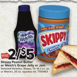 Giant Food Skippy Peanut Butter or Welch's Grape Jelly or Jam offer