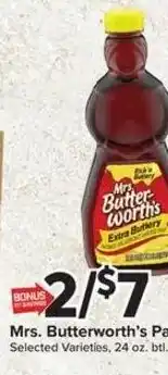 Giant Food Mrs. Butterworth's Pancake Syrup offer