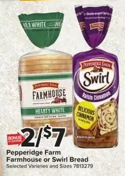 Giant Food Pepperidge Farm Farmhouse or Swirl Bread offer