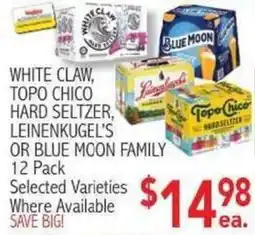 Ingles Markets White Claw, Topo Chico Hard Seltzer, Leinenkugel's or Blue Moon Family offer