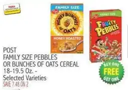 Ingles Markets Post family size pebbles or bunches of oats cereal offer