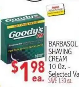 Ingles Markets Goody's PM Barbasol Shaving Cream offer
