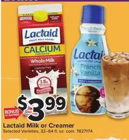 Giant Food Lactaid Milk or Creamer offer