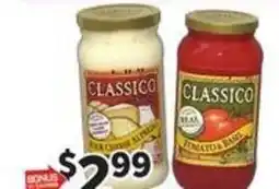 Giant Food Classico sour cream and classic tomato basil sauce offer