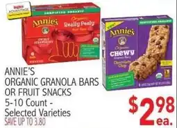 Ingles Markets Annie's organic granola bars or fruit snacks offer