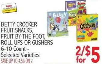 Ingles Markets Betty Crocker fruit snacks, fruit by the foot, roll ups or gushers offer